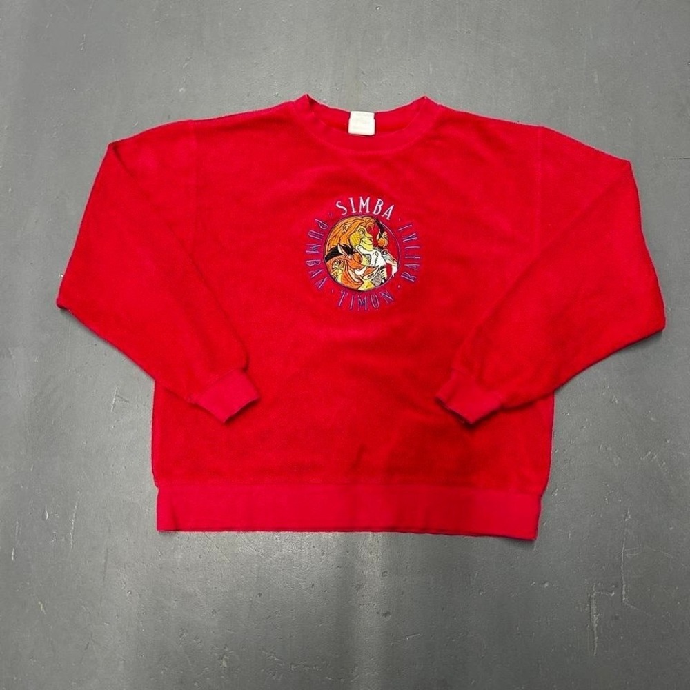 Vintage 90s red The lion king Simba and friends terry cloth embroidered Crewneck